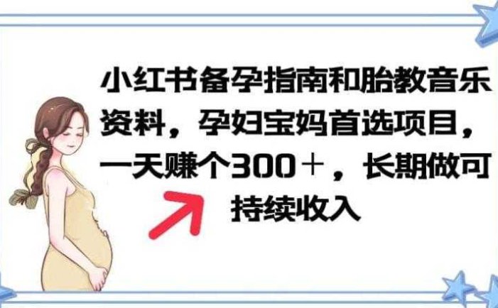 小红书备孕指南和胎教音乐资料孕妇宝妈首选项目一天赚个300＋长期可做【揭秘】