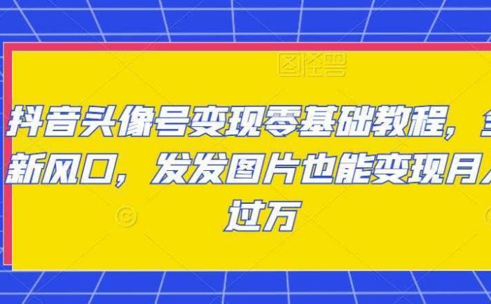 抖音头像号变现零基础教程，全新风口，发发图片也能变现月入过万