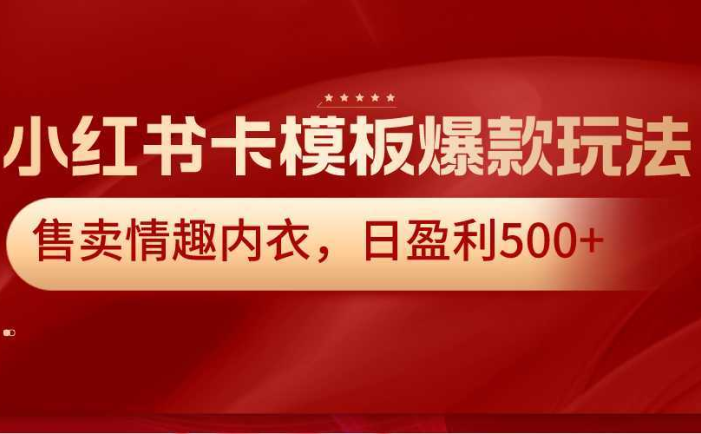 小红书卡模板爆款玩法，售卖情趣内衣，日盈利500+