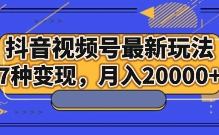 抖音视频号最新玩法，7种变现，月入20000+