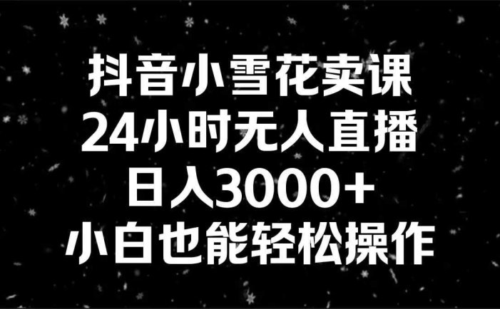 抖音小雪花卖课，24小时无人直播，日入3000+，小白也能轻松操作