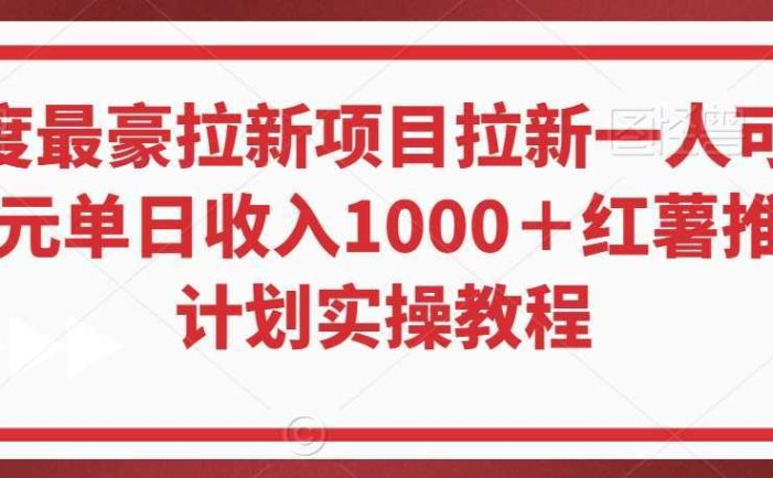 年度最豪拉新项目拉新一人可达40元单日收入1000＋红薯推广计划实操教程【揭秘】