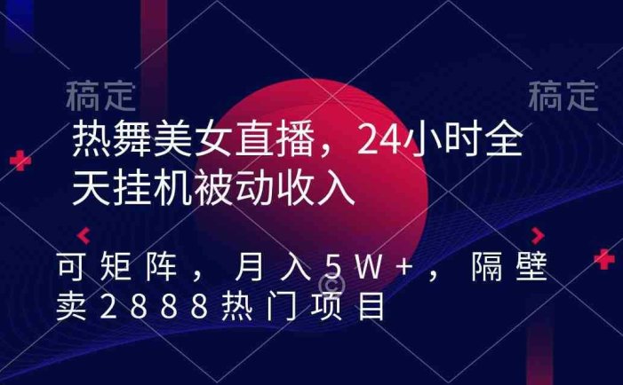 热舞美女直播，24小时全天挂机被动收入，可矩阵 月入5W+隔壁卖2888热门项目