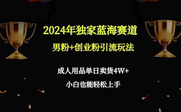 2024年独家蓝海赛道男粉+创业粉引流玩法，成人用品单日卖货4W+保姆教程