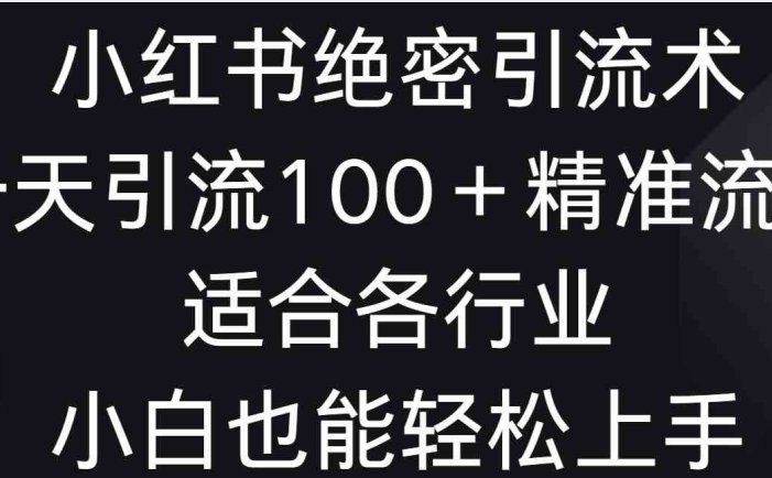 小红书绝密引流术，一天引流100＋精准流量，适合各个行业，小白也能轻松上手