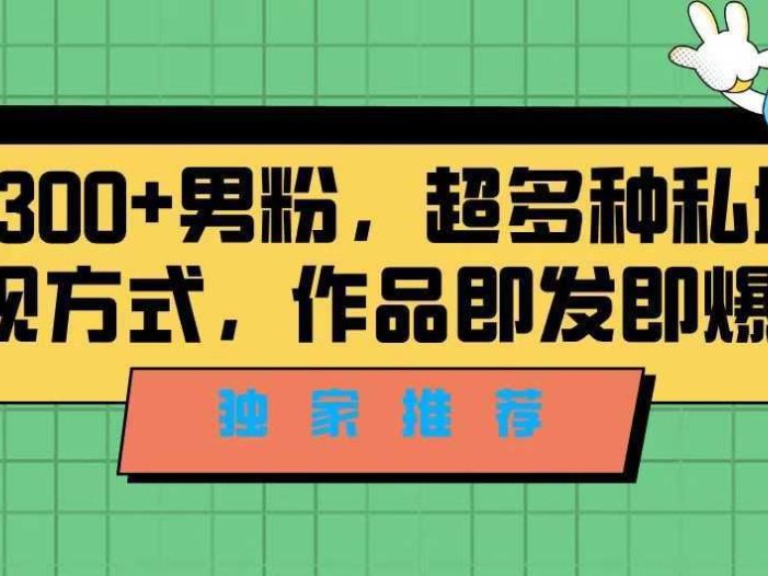 独家推荐！日引300+精准男性粉丝，分类风格视频新玩法2.0！变现超级快