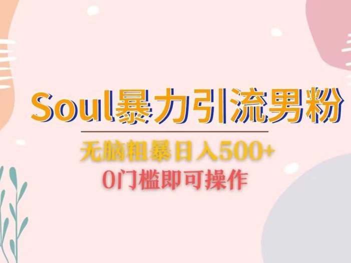 Soul暴力引流男粉玩法，无脑粗暴日入500＋，0门槛即可操作