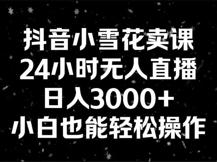 抖音小雪花卖课，24小时无人直播，日入3000+，小白也能轻松操作