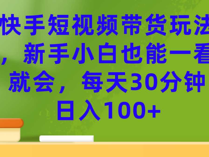 快手短视频带货玩法，新手小白也能一看就会，每天30分钟日入100+