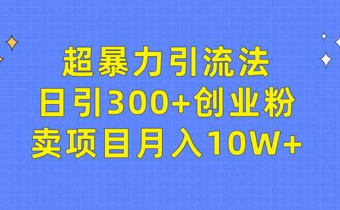 超暴力引流法，日引300+创业粉，卖项目月入10W+