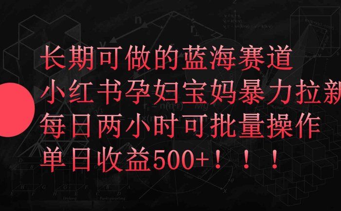 小红书孕妇宝妈暴力拉新玩法，每日两小时，单日收益500+