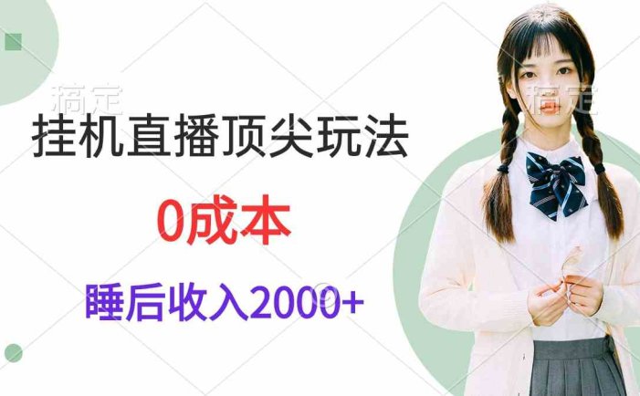 挂机直播顶尖玩法，睡后日收入2000+、0成本，视频教学