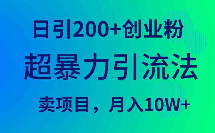 超暴力引流法，日引200+创业粉，卖项目月入10W+