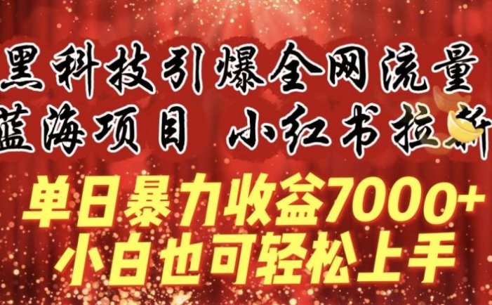 蓝海项目!黑科技引爆全网流量小红书拉新，单日暴力收益7000+，小白也能轻松上手【揭秘】