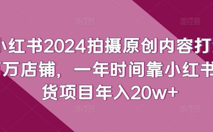 小红书2024拍摄原创内容打造百万店铺，一年时间靠小红书带货项目年入20w+