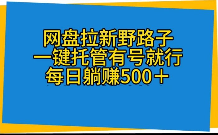 网盘拉新野路子，一键托管有号就行，全自动代发视频，每日躺赚500＋