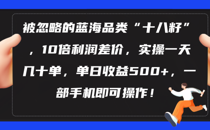 被忽略的蓝海品类“十八籽”，10倍利润差价，实操一天几十单 单日收益500+