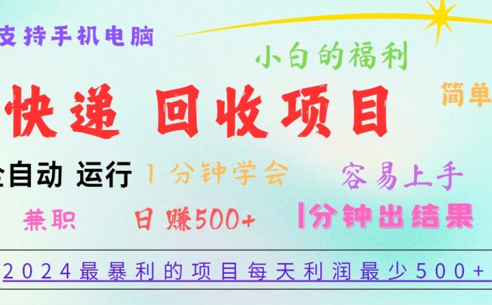 2024最暴利的项目，每天利润500+，容易上手，小白一分钟学会，一分钟出结果